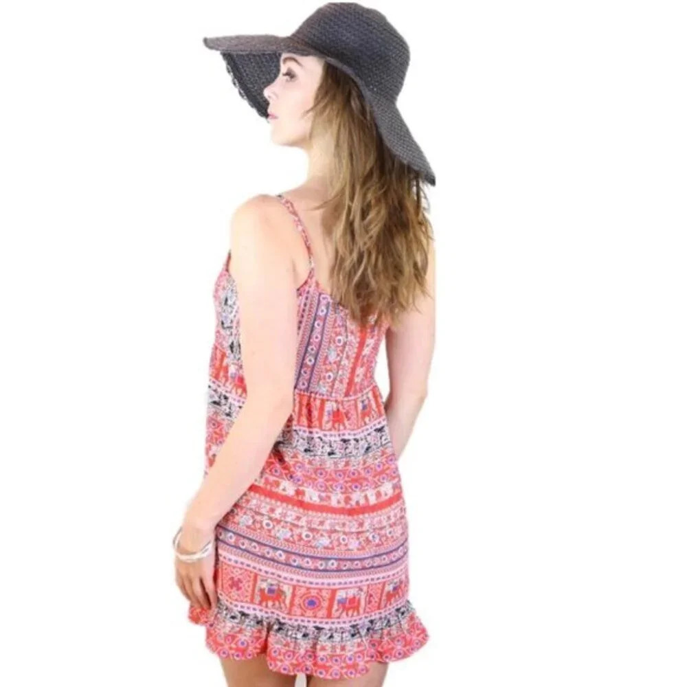 Red print summer dress